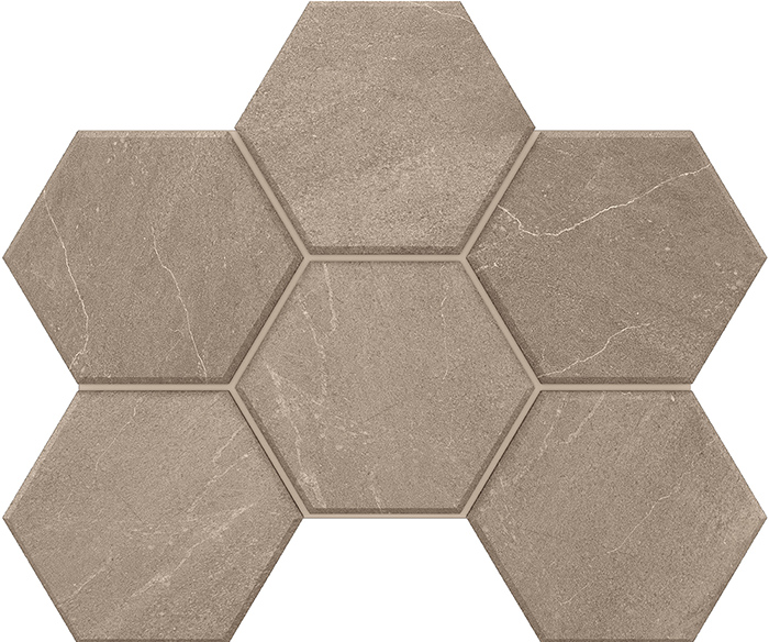 GB02 Gabbro Grey Hexagon 250x285 неполированный серый мозаика