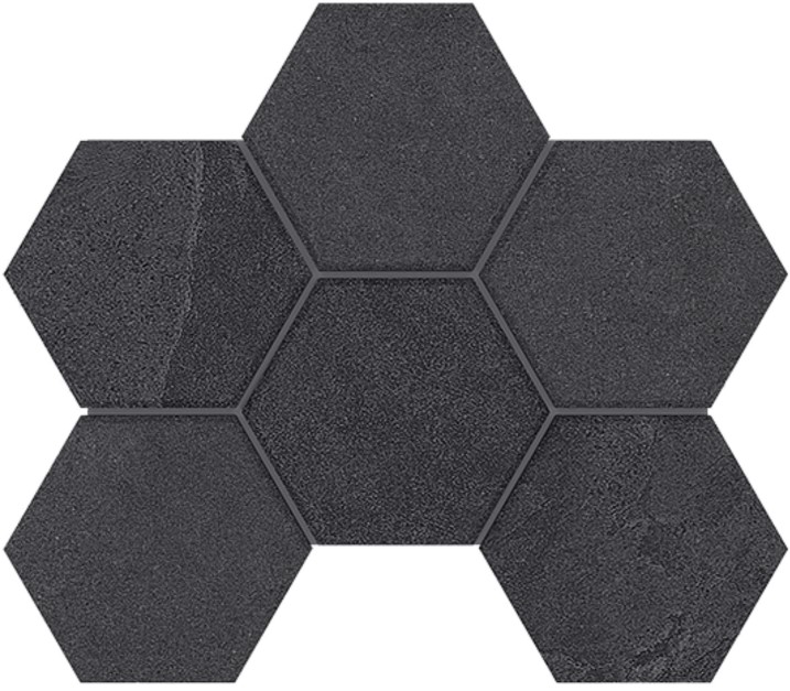 LN04/TE04 Luna Black Hexagon 250x285 неполированный черный мозаика